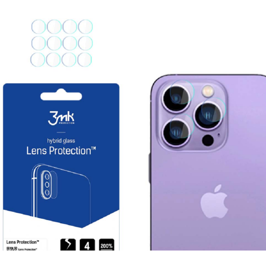 3MK Hybrid Glass Camera Protector - Αντιχαρακτικό Υβριδικό Προστατευτικό Γυαλί για Φακό Κάμερας Apple iPhone 14 Pro / 14 Pro Max - 4 Τεμάχια (5903108494694)
