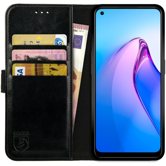 Rosso Element PU Θήκη Πορτοφόλι Oppo Reno8 - Black (8719246375712)
