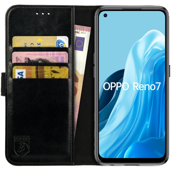Rosso Element PU Θήκη Πορτοφόλι Oppo Reno7 - Black (8719246375736)