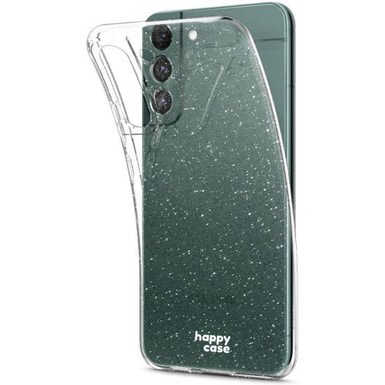 HappyCase Διάφανη Θήκη Σιλικόνης Samsung Galaxy S22 5G - Glitter Print (8719246352652)