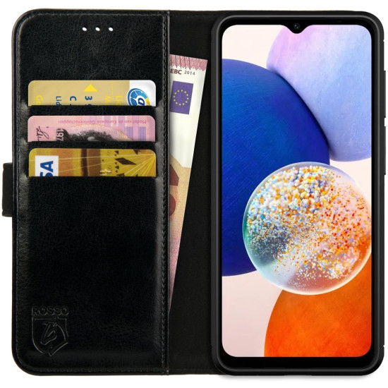 Rosso Element PU Θήκη Πορτοφόλι Samsung Galaxy A14 - Black (8719246376825)