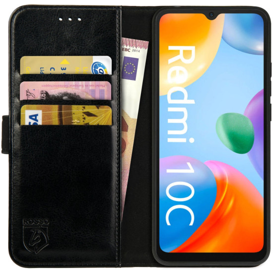 Rosso Element PU Θήκη Πορτοφόλι Xiaomi Redmi 10C - Black (8719246375743)