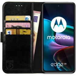 Rosso Element PU Θήκη Πορτοφόλι Motorola Edge 30 - Black (8719246375750)