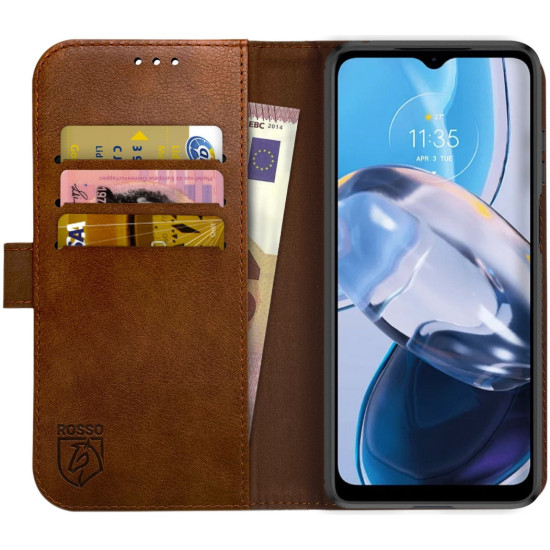 Rosso Element PU Θήκη Πορτοφόλι Motorola Moto E22 / E22i - Brown (8719246376986)