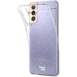 HappyCase Διάφανη Θήκη Σιλικόνης Samsung Galaxy S21 5G - Glitter Print (8719246323249)