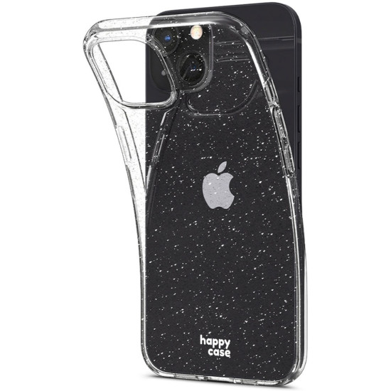 HappyCase Διάφανη Θήκη Σιλικόνης Apple iPhone 13 - Glitter Print (8719246331503)