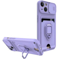 Bodycell Multifunction - Ανθεκτική Θήκη Apple iPhone 14 Plus με Λουράκι Λαιμού / Κάλυμμα Κάμερας / Ring Holder / Υποδοχή Κάρτας - Purple (5206015016356)