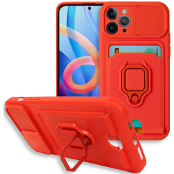 Bodycell Multifunction - Ανθεκτική Θήκη Apple iPhone 11 Pro με Λουράκι Λαιμού / Κάλυμμα Κάμερας / Ring Holder / Υποδοχή Κάρτας - Red (5206015003257)