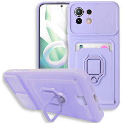 Bodycell Multifunction - Ανθεκτική Θήκη Xiaomi Mi 11 Lite με Λουράκι Λαιμού / Κάλυμμα Κάμερας / Ring Holder / Υποδοχή Κάρτας - Purple (5206015004513)