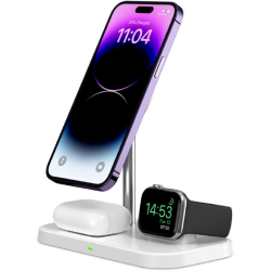 Tech-Protect A22 3 in 1 Wireless Charging Station - Βάση Ασύρματης Φόρτισης MagSafe για iPhone 16 / 15 / 14 / 13 / 12 / Airpods / Apple Watch - 15W - White (9490713930977)
