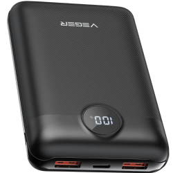 Veger PowerBank S20 με Ψηφιακή Οθόνη LED - Φορητή Μπαταρία Φόρτισης με 2 x USB-Α / 1 x Type-C - 20000mAh - Black (W2053)