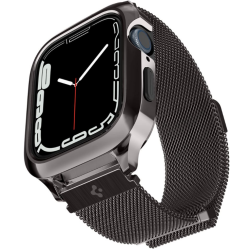 Spigen Metal Fit Pro - Σετ Ανθεκτική Θήκη από Αλουμίνιο & Λουράκι από Ανοξείδωτο Ατσάλι - Apple Watch SE/9/8/7/6/5/4 (45/44mm) - Graphite (ACS04585)