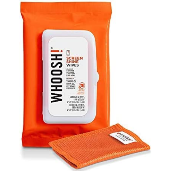 Whoosh! Screen Shine Wipes - Αντιβακτηριδιακά Μαντηλάκια Καθαρισμού Οθόνης & Συσκευών - 20 Τεμάχια (837296002568)