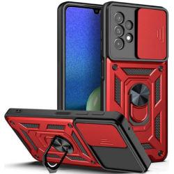 Bodycell Armor Slide - Ανθεκτική Θήκη Samsung Galaxy A13 4G με Κάλυμμα για την Κάμερα & Μεταλλικό Ring Holder - Red (5206015014154)