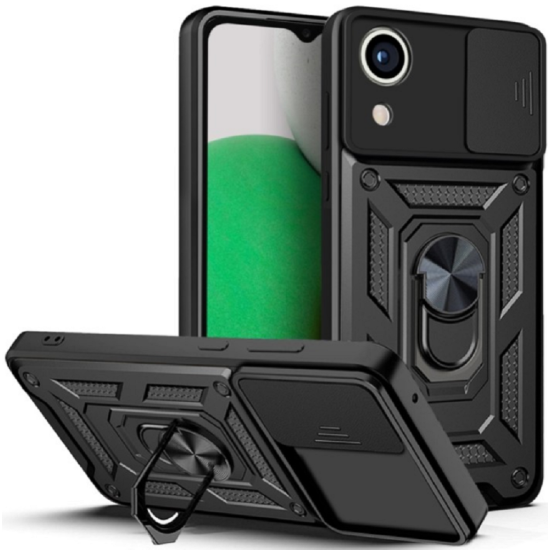 Bodycell Armor Slide - Ανθεκτική Θήκη Samsung Galaxy A03 Core με Κάλυμμα για την Κάμερα & Μεταλλικό Ring Holder - Black (5206015010156)
