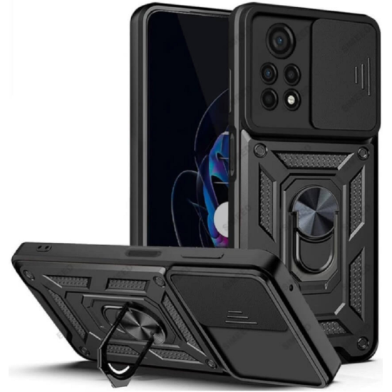 Bodycell Armor Slide - Ανθεκτική Θήκη Xiaomi Poco M4 Pro 4G με Κάλυμμα για την Κάμερα & Μεταλλικό Ring Holder - Black (5206015011009)