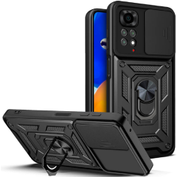 Bodycell Armor Slide - Ανθεκτική Θήκη Xiaomi Redmi Note 11 4G / Redmi Note 11S με Κάλυμμα για την Κάμερα & Μεταλλικό Ring Holder - Black (5206015010941)