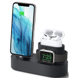 Elago 3 in 1 Charging Hub Pro - Βάση Σιλικόνης για τον Φορτιστή Apple Watch / για Καλώδιο iPhone & AirPods - Black (EST-TRIOPRO-BK)