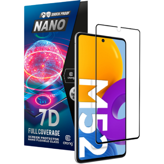 Crong 7D Nano Flexible Glass - Fullface Αντιχαρακτικό Υβριδικό Γυαλί Οθόνης Samsung Galaxy M52 5G - Black - 0.3mm (CRG-7DNANO-SGM52)