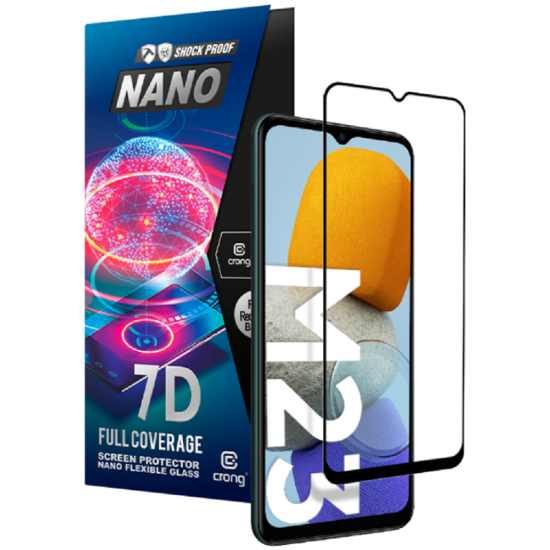 Crong 7D Nano Flexible Glass - Fullface Αντιχαρακτικό Υβριδικό Γυαλί Οθόνης Samsung Galaxy M23 - Black - 0.3mm (CRG-7DNANO-SGM23)
