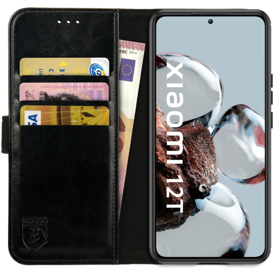 Rosso Element PU Θήκη Πορτοφόλι Xiaomi 12T / 12T Pro - Black (8719246376894)