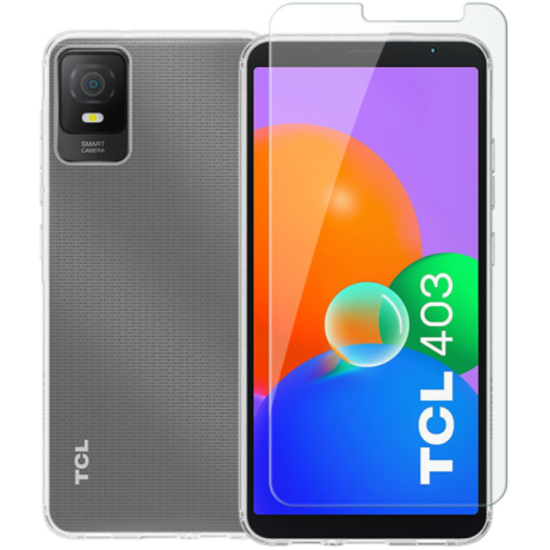 Vivid Σετ Διάφανη Θήκη Σιλικόνης & Tempered Glass - TCL 403 - Transparent (VIGELLY291GLASSTN)