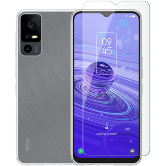 Vivid Σετ Διάφανη Θήκη Σιλικόνης & Tempered Glass - TCL 40R - Transparent (VIGELLY281GLASSTN)