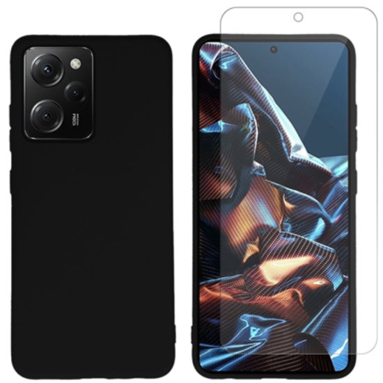 Vivid Σετ Θήκη Σιλικόνης & Tempered Glass - Xiaomi Redmi Note 12 Pro 5G / Poco X5 Pro - Transparent / Black (VIMAT286BKGLASSTN)