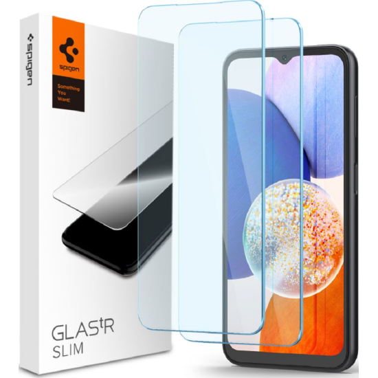 Spigen GLAS.tR Slim Premium Tempered Glass - Αντιχαρακτικό Γυαλί Οθόνης Samsung Galaxy A14 - Clear - 2 Τεμάχια (AGL05971)