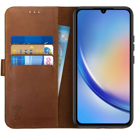 Rosso Deluxe Δερμάτινη Θήκη Πορτοφόλι Samsung Galaxy A34 - Brown (8719246381041)