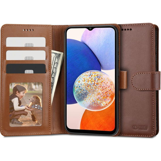 Tech-Protect Wallet - Θήκη Πορτοφόλι Samsung Galaxy A14 - Brown (9490713931875)