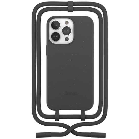 Woodcessories 2 in 1 Change Case - Βιοδιασπώμενη Θήκη με Αποσπώμενο Λουράκι - Apple iPhone 14 Pro - Black (cha153)