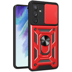 Bodycell Armor Slide - Ανθεκτική Θήκη Samsung Galaxy A14 με Κάλυμμα για την Κάμερα & Μεταλλικό Ring Holder - Red (5206015018725)