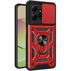 Bodycell Armor Slide - Ανθεκτική Θήκη Xiaomi Redmi Note 12 4G με Κάλυμμα για την Κάμερα & Μεταλλικό Ring Holder - Red (5206015019876)
