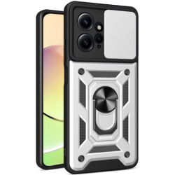 Bodycell Armor Slide - Ανθεκτική Θήκη Xiaomi Redmi Note 12 4G με Κάλυμμα για την Κάμερα & Μεταλλικό Ring Holder - Silver (5206015019937)