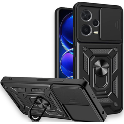 Bodycell Armor Slide - Ανθεκτική Θήκη Xiaomi Redmi Note 12 Pro Plus με Κάλυμμα για την Κάμερα & Μεταλλικό Ring Holder - Black (5206015020537)