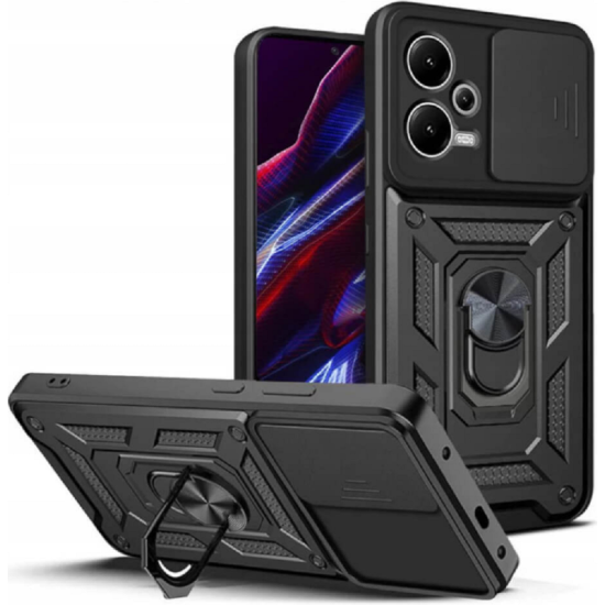 Bodycell Armor Slide - Ανθεκτική Θήκη Xiaomi Redmi Note 12 5G με Κάλυμμα για την Κάμερα & Μεταλλικό Ring Holder - Black (5206015019944)