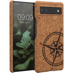 KWmobile Σκληρή Θήκη Google Pixel 6a - Light Brown Cork / Navigational Compass (60975.01)