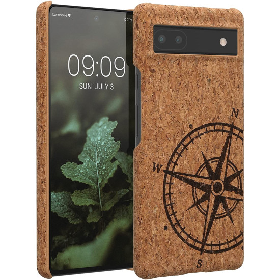 KWmobile Σκληρή Θήκη Google Pixel 6a - Light Brown Cork / Navigational Compass (60975.01)