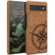 KWmobile Σκληρή Θήκη Google Pixel 6a - Light Brown Cork / Navigational Compass (60975.01)