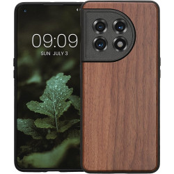 KWmobile Σκληρή Ξύλινη Θήκη με TPU Bumper - OnePlus 11 - Dark Brown / Walnut (60789.18)