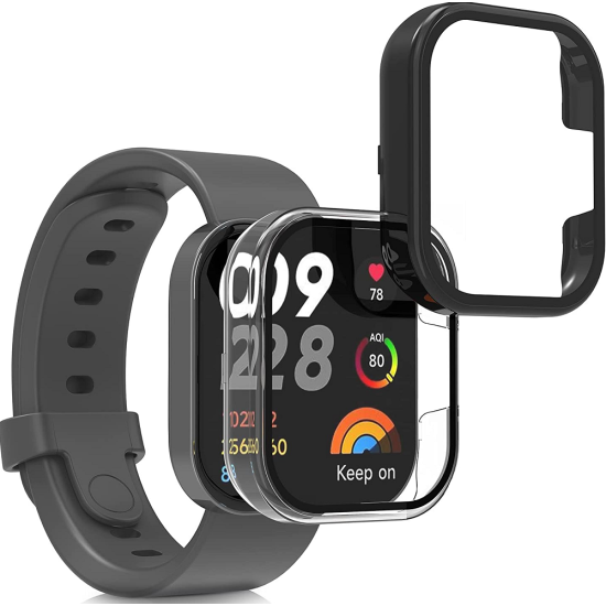 KW Full Body Cover - Θήκη με Tempered Glass - Xiaomi Redmi Mi Watch Lite 3 / Redmi Watch 3 - 2 Τεμάχια - Transparent / Black (60919.01)