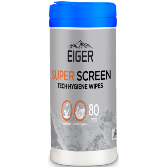 Eiger Super Screen Tech Hygiene Wipes - Μαντηλάκια Καθαρισμού Οθόνης & Συσκευών - 80 Τεμάχια (EGSCK00102)