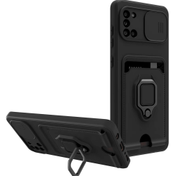 Bodycell Multifunction - Ανθεκτική Θήκη Samsung Galaxy A31 με Λουράκι Λαιμού / Κάλυμμα Κάμερας / Ring Holder / Υποδοχή Κάρτας - Black (5206015012709)