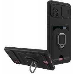 Bodycell Multifunction - Ανθεκτική Θήκη Samsung Galaxy A71 με Λουράκι Λαιμού / Κάλυμμα Κάμερας / Ring Holder / Υποδοχή Κάρτας - Black (5206015013072)