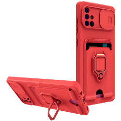 Bodycell Multifunction - Ανθεκτική Θήκη Samsung Galaxy A71 με Λουράκι Λαιμού / Κάλυμμα Κάμερας / Ring Holder / Υποδοχή Κάρτας - Red (5206015013140)