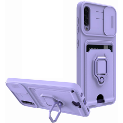 Bodycell Multifunction - Ανθεκτική Θήκη Samsung Galaxy A50/A30s με Λουράκι Λαιμού / Κάλυμμα Κάμερας / Ring Holder / Υποδοχή Κάρτας - Purple (5206015013027)
