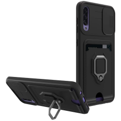 Bodycell Multifunction - Ανθεκτική Θήκη Samsung Galaxy A50/A30s με Λουράκι Λαιμού / Κάλυμμα Κάμερας / Ring Holder / Υποδοχή Κάρτας - Black (5206015012938)