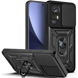 Bodycell Armor Slide - Ανθεκτική Θήκη Xiaomi 12 / 12X με Κάλυμμα για την Κάμερα & Μεταλλικό Ring Holder - Black (5206015014734)