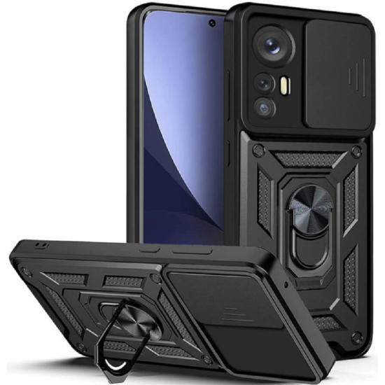 Bodycell Armor Slide - Ανθεκτική Θήκη Xiaomi 12 / 12X με Κάλυμμα για την Κάμερα & Μεταλλικό Ring Holder - Black (5206015014734)